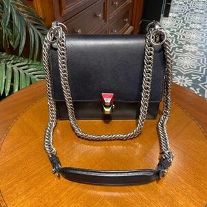 N16  Pre-Owned Fendi Mini Kan I Black Leather Bag 19CM